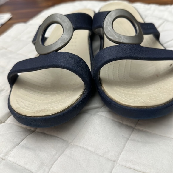 Crocs rubberBlue Strap Sandal Slipon Slingback women size10w right foot, 9w left - Picture 7 of 8